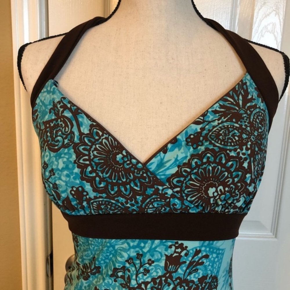 Turquoise and brown halter dress 🧿 - Picture 3 of 6